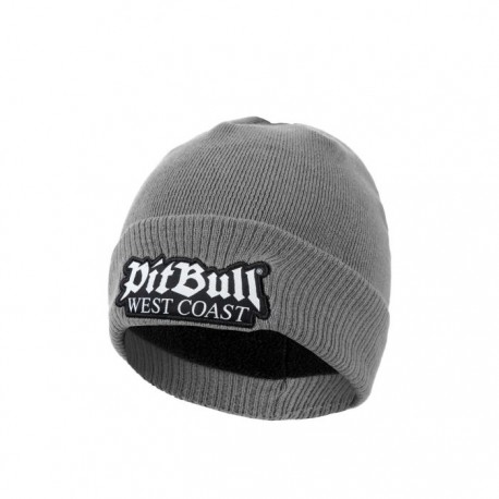 PitBull_West_Coast_zimní_pletená_čepice_Old_Logo_šedá