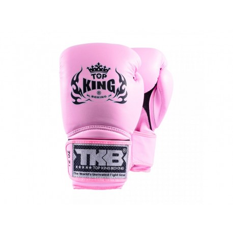 Top King kožené boxerské rukavice Super růžová
