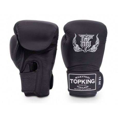 Top King kožené boxerské rukavice Super Air Single Tone černá