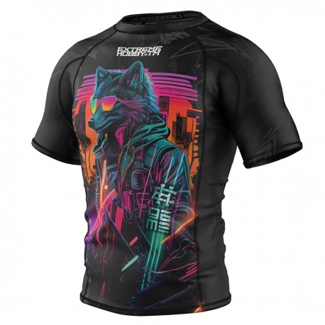 Extreme Hobby rashguard Cyber Animals Black Wolf krátký rukáv