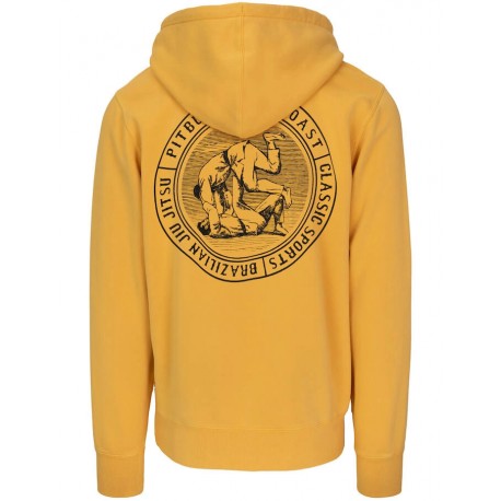 Pánská mikina Pitbull West Coast s kapucí na zip Vintage BJJ žlutá