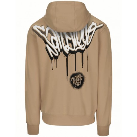 Pánská mikina Pitbull West Coast s kapucí na zip Graffitti písková