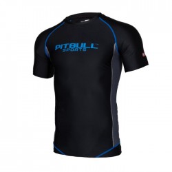 Pitbull West Coast rashguard Compression Pro Plus krátký rukáv černo/modrý