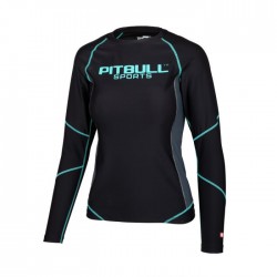 Pitbull West Coast dámský rashguard Compression Pro Plus dlouhý rukáv černo/tyrkysový